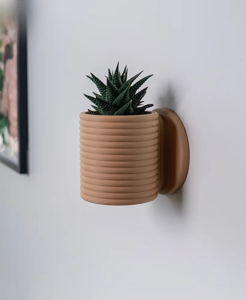 Ribbed Wall Planter with Hidden Drip Tray