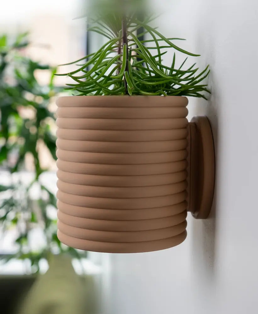 Ribbed Wall Planter with Hidden Drip Tray