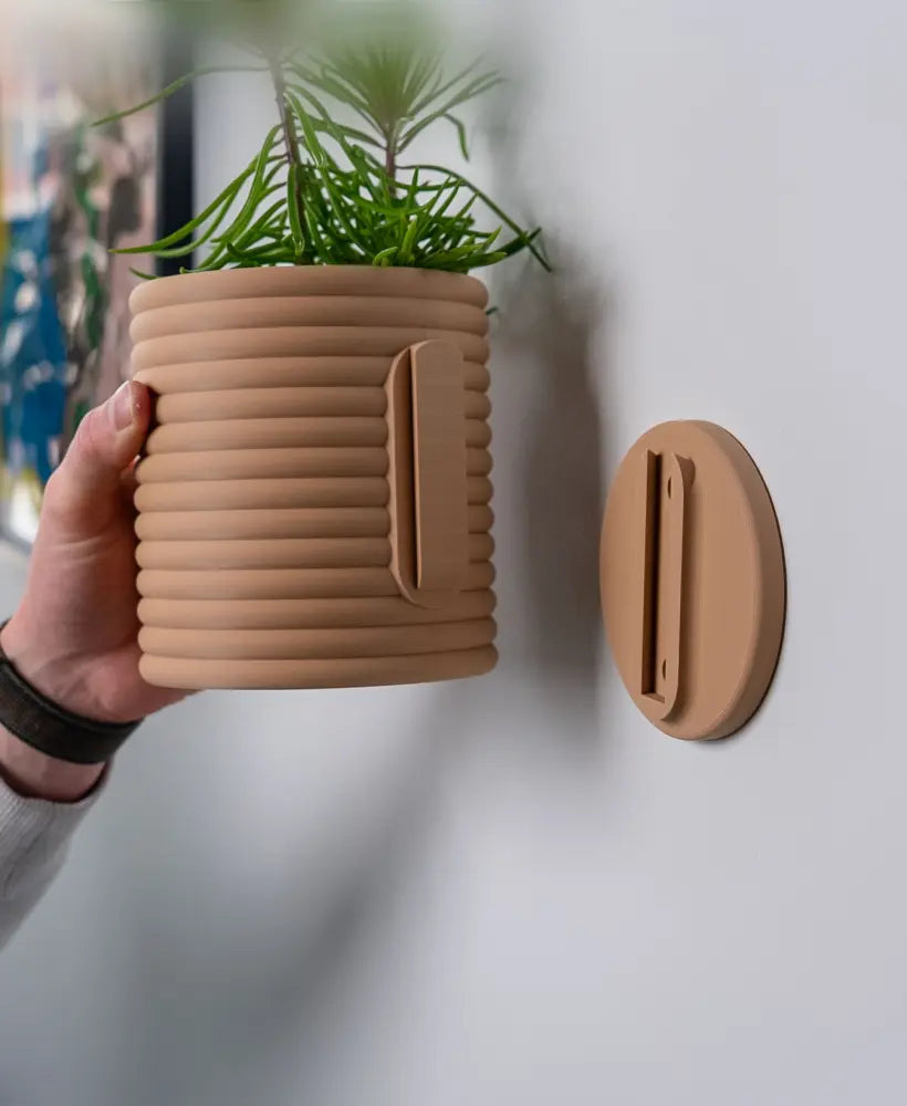 Ribbed Wall Planter with Hidden Drip Tray