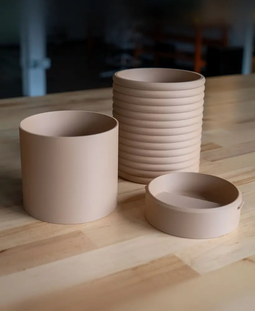 Ribbed Wall Planter with Hidden Drip Tray