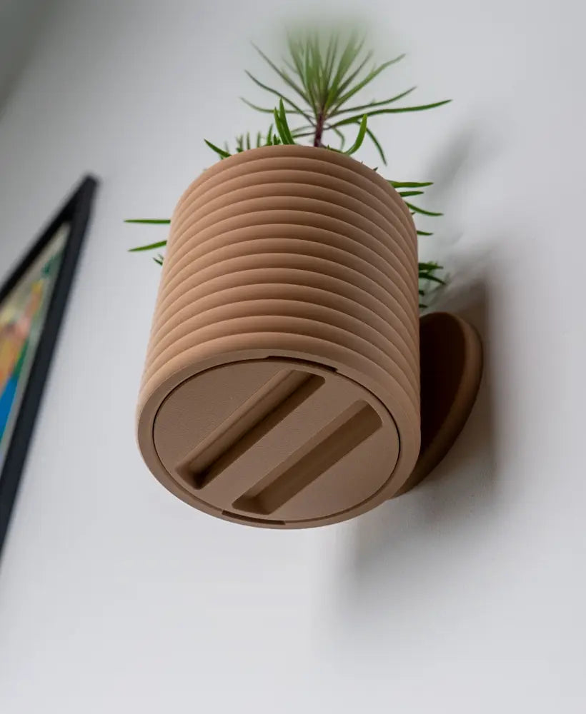 Ribbed Wall Planter with Hidden Drip Tray