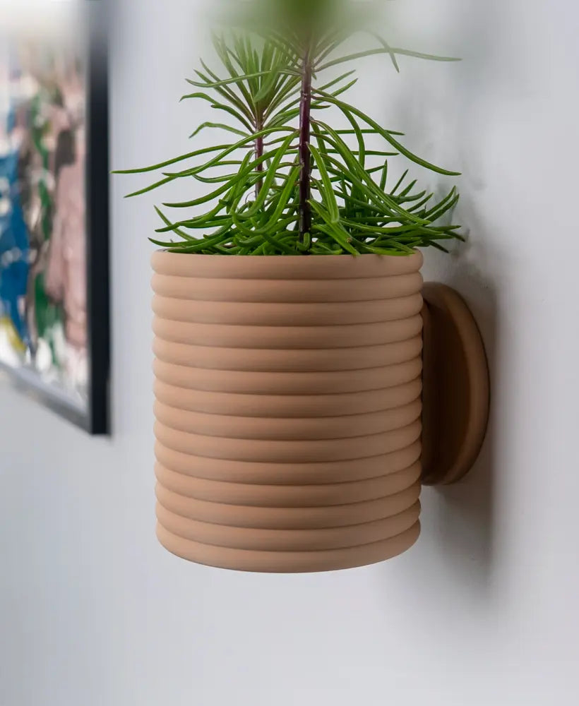 Ribbed Wall Planter with Hidden Drip Tray