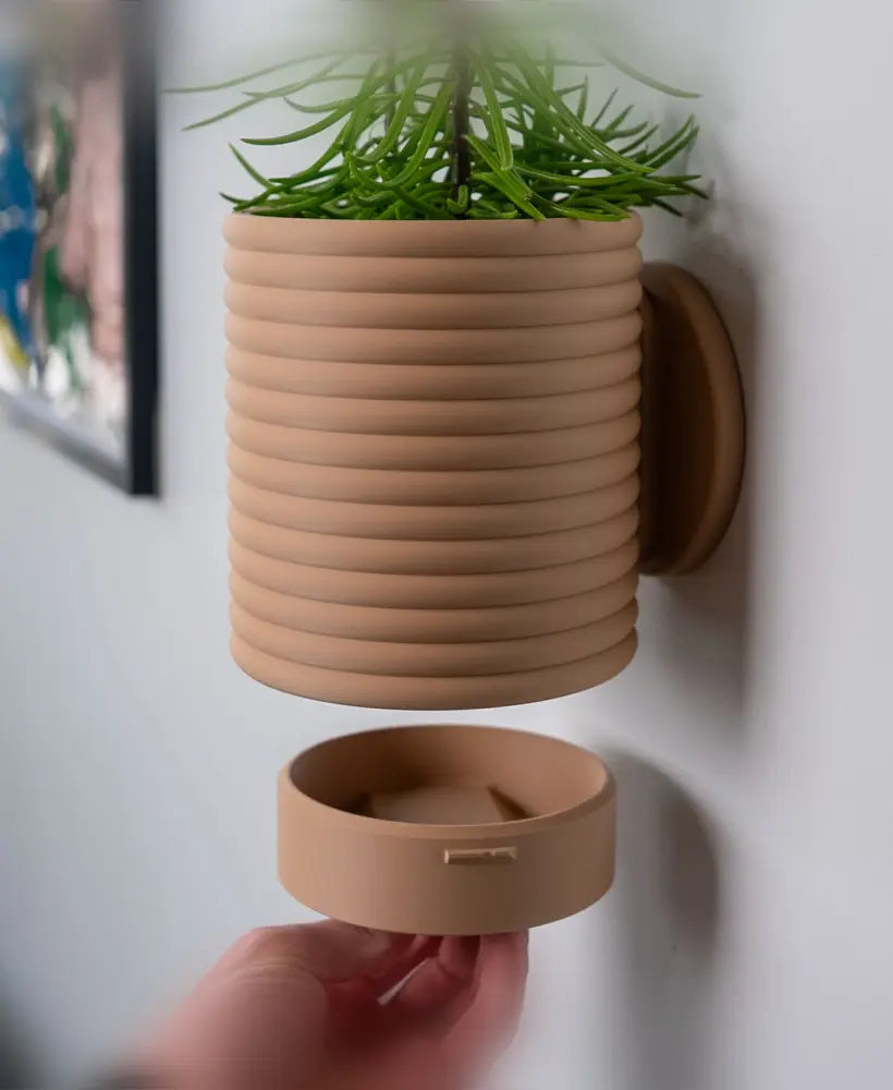 Ribbed Wall Planter with Hidden Drip Tray