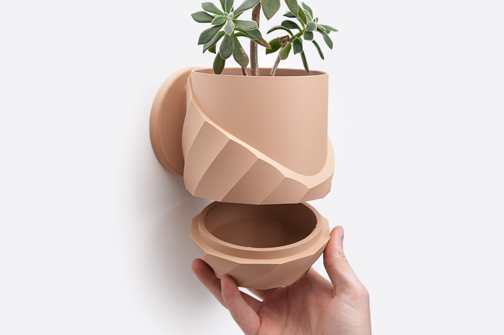 Cracked Spiral Planter with Hidden Drip Tray