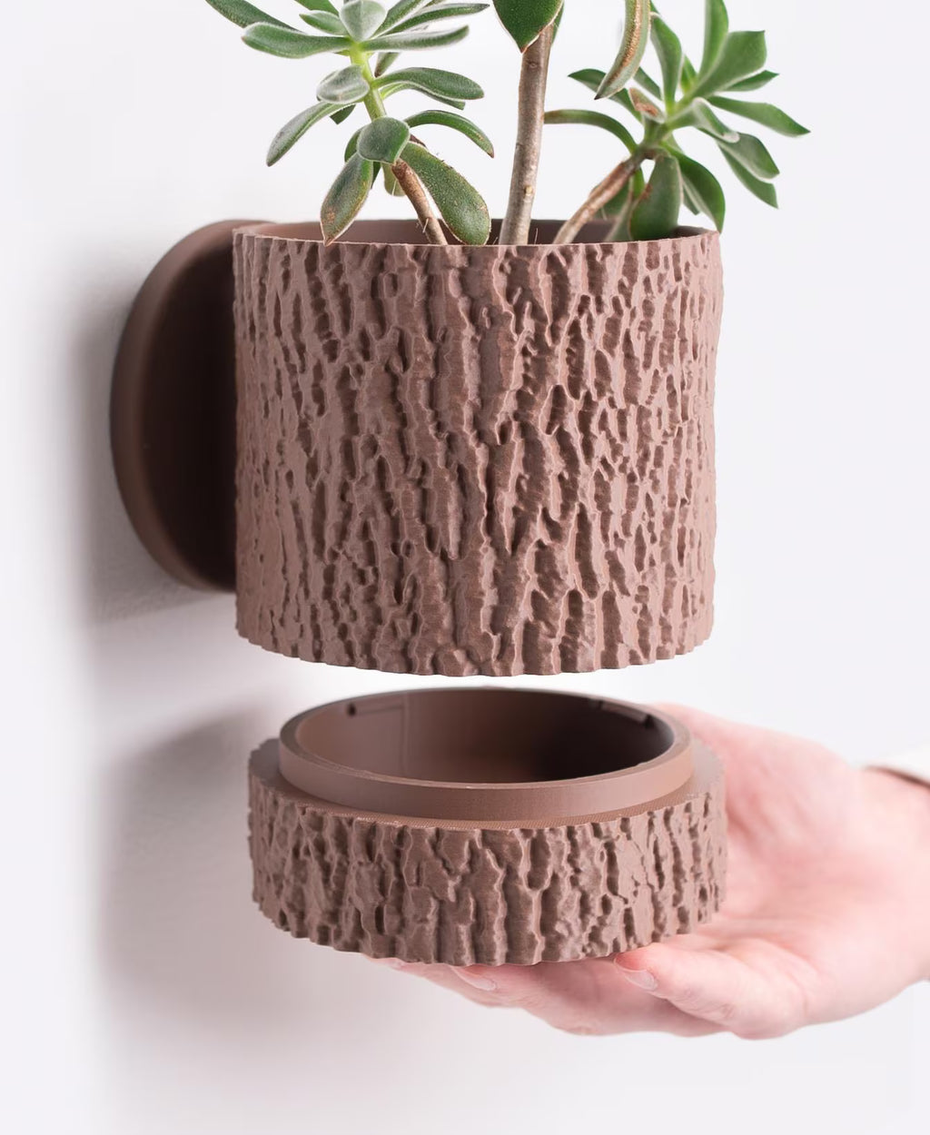 Bark Wall Planter with Hidden Drip Tray
