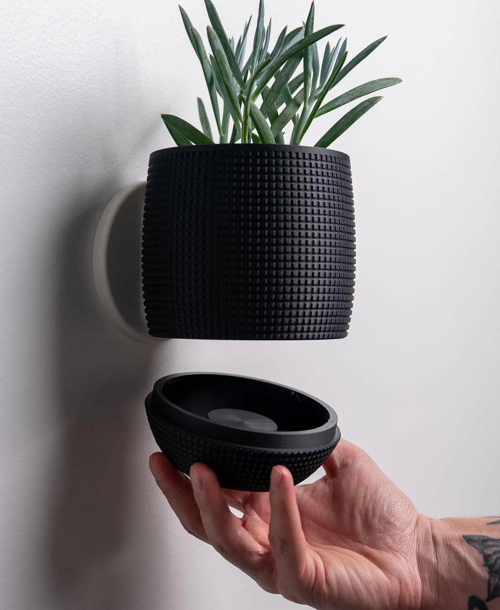 Grid Wall Light Planter With Hidden Drip Tray