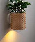 Quilted Wall Light Planter With Hidden Drip Tray